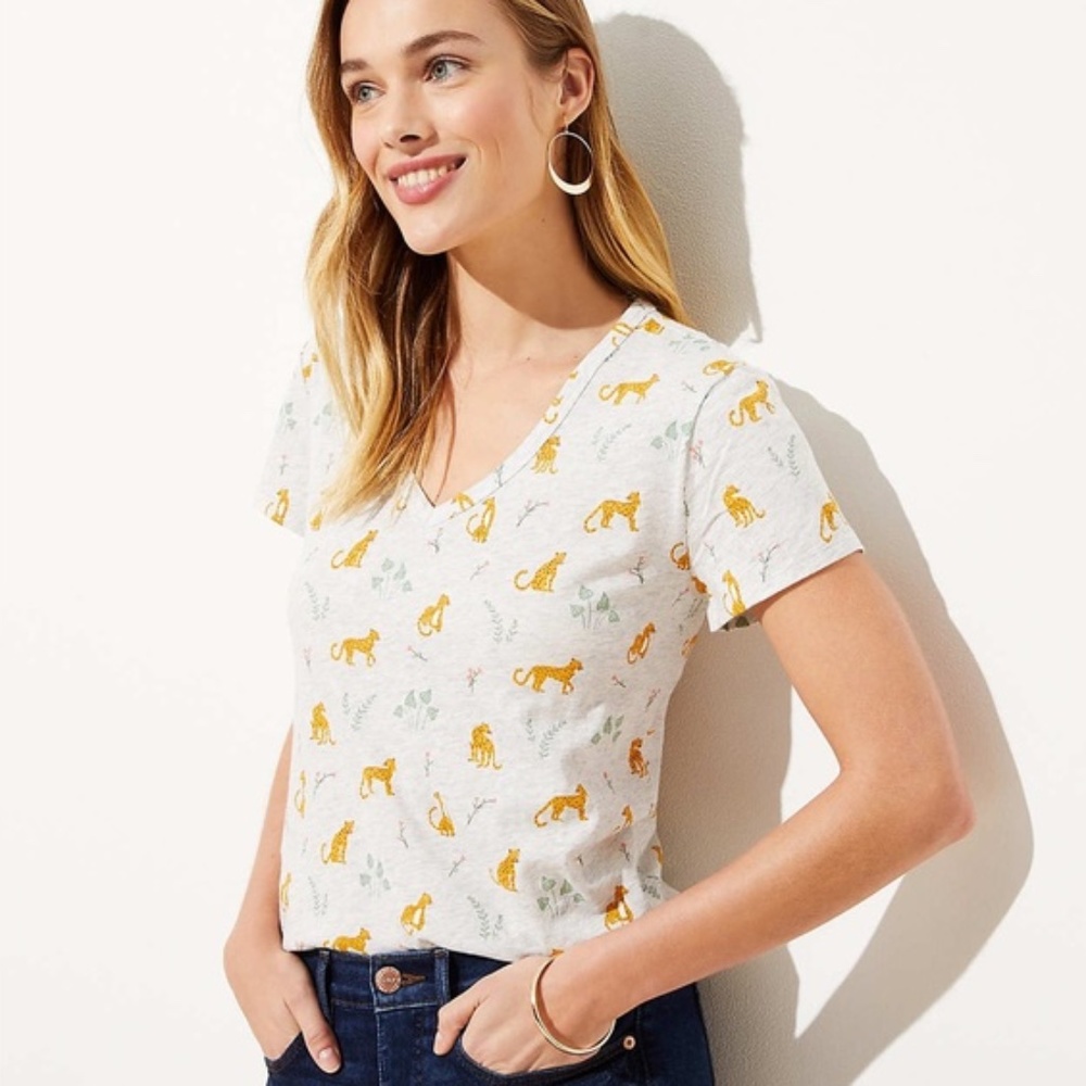 Loft Leopard Print Everyday V-Neck Tee